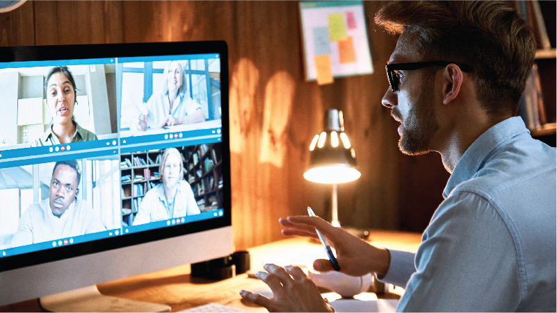 Man having a virtual meeting