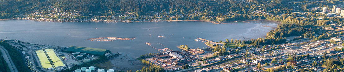 A large body of water with boats and piers.