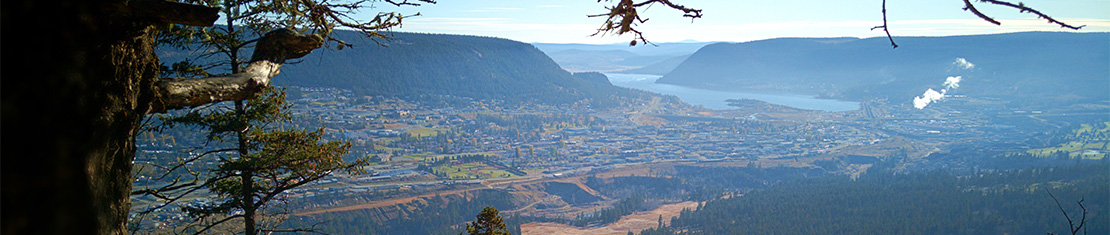 View of Williams Lake from the top of a mountain.